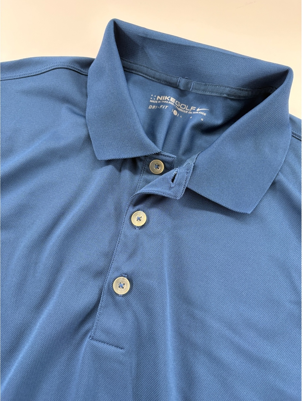 Nike Golf Dri-Fit Long Sleeve Polo Men's L Blue Performance Pique